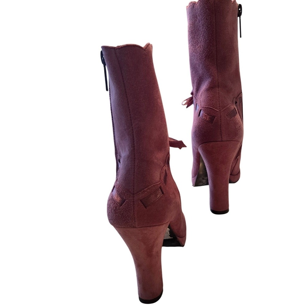 Guess Dora Ankle Boots Pink Suede Bow Detail Block Heel Women's Size 8M - Picture 10 of 13